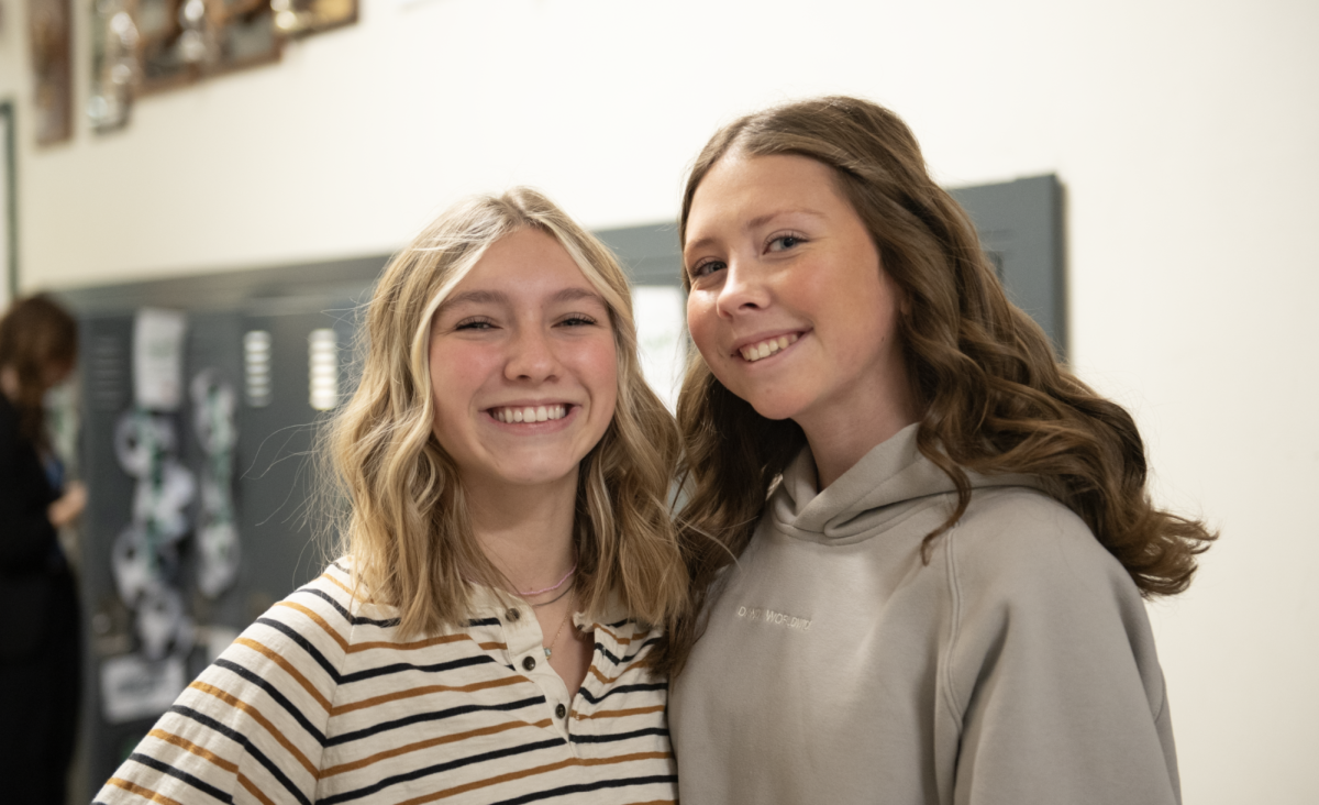 Student Life 1.30.25 From L to R: Juniors Daisy Swan and Kaitlin Ferris on dress like a professional day. 